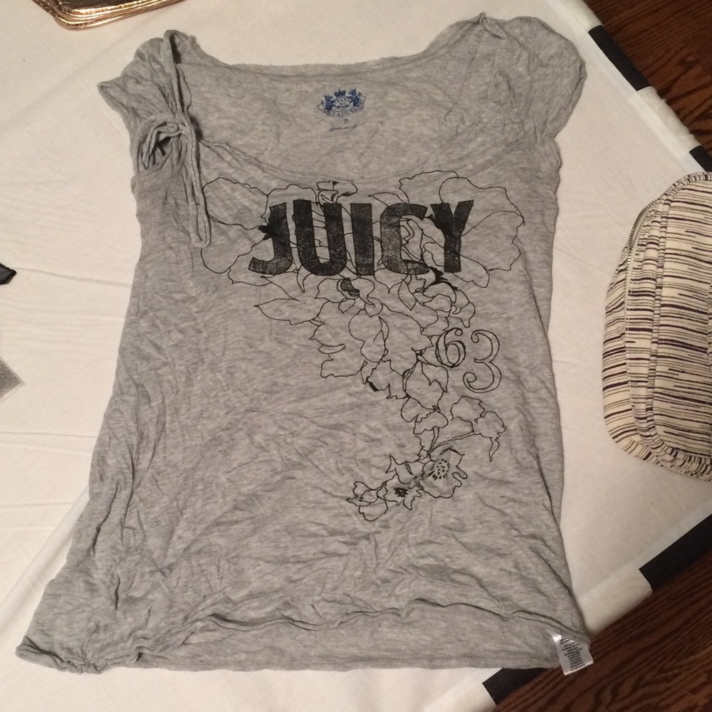 JUICY COUTURE Gray Print Pima Cotton Tee XS P